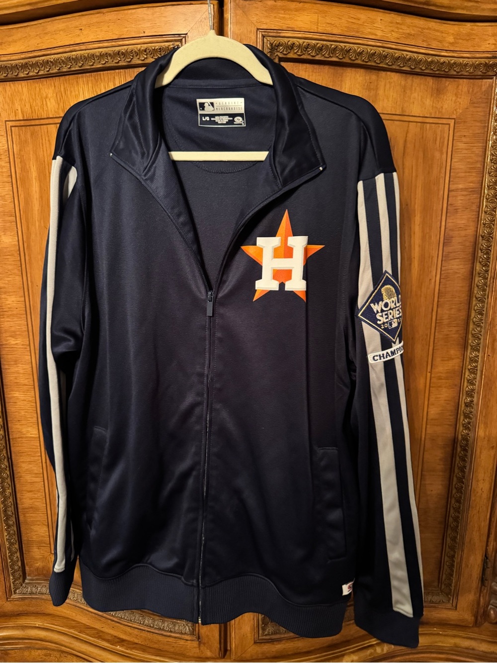 Houston Astros Navy Track Jacket with 2017 World Series Patch